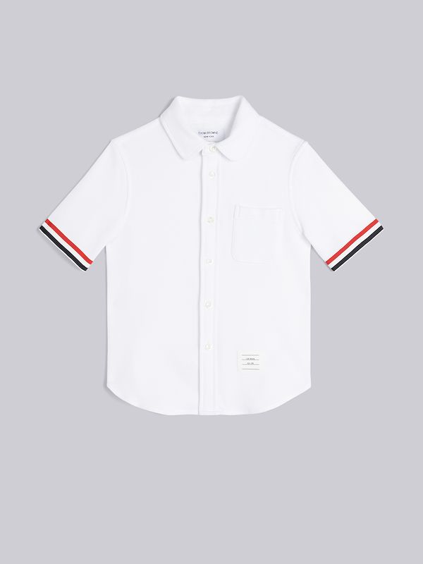 PIQUE ARMBAND SHORT SLEEVE ROUND COLLAR SHIRT