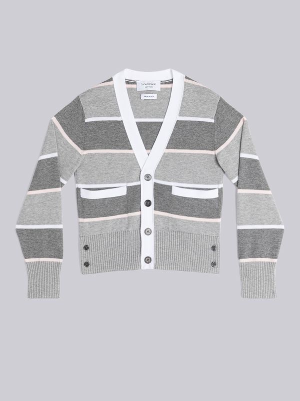 striped V-neck cardigan