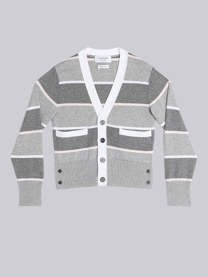 striped V-neck cardigan