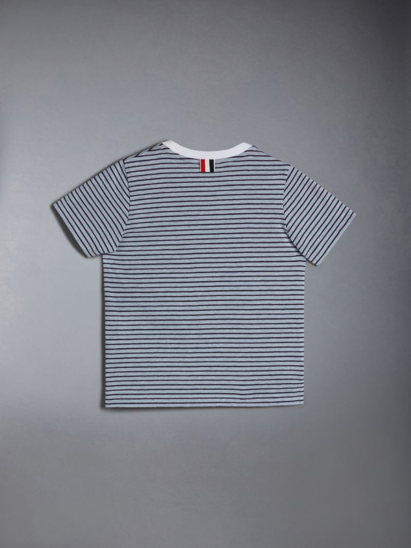 【THOM BROWNE】ストライプ リブ コットンジャージー Tシャツ 