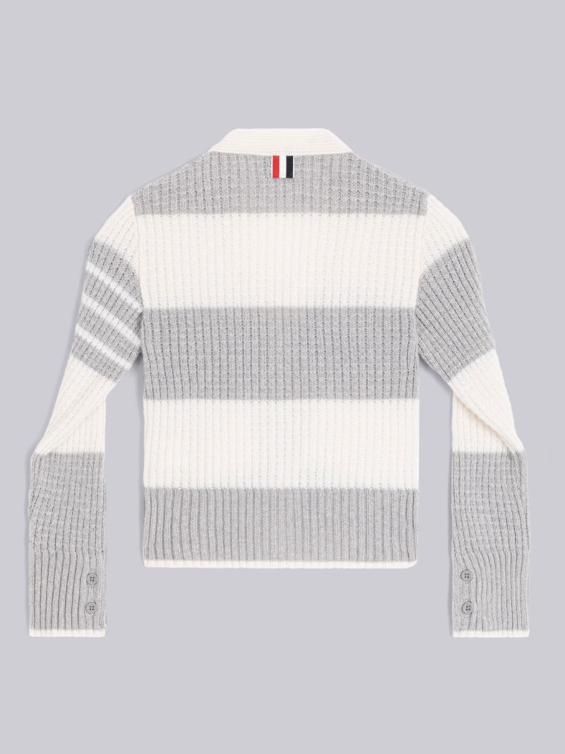 Waffle Stitch Cashmere Stripe Cardigan