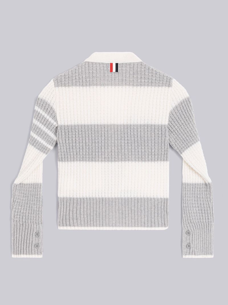 Waffle Stitch Cashmere Stripe Cardigan