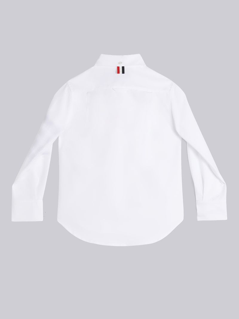 White Satin Oxford 4-Bar Point Collar Shirt