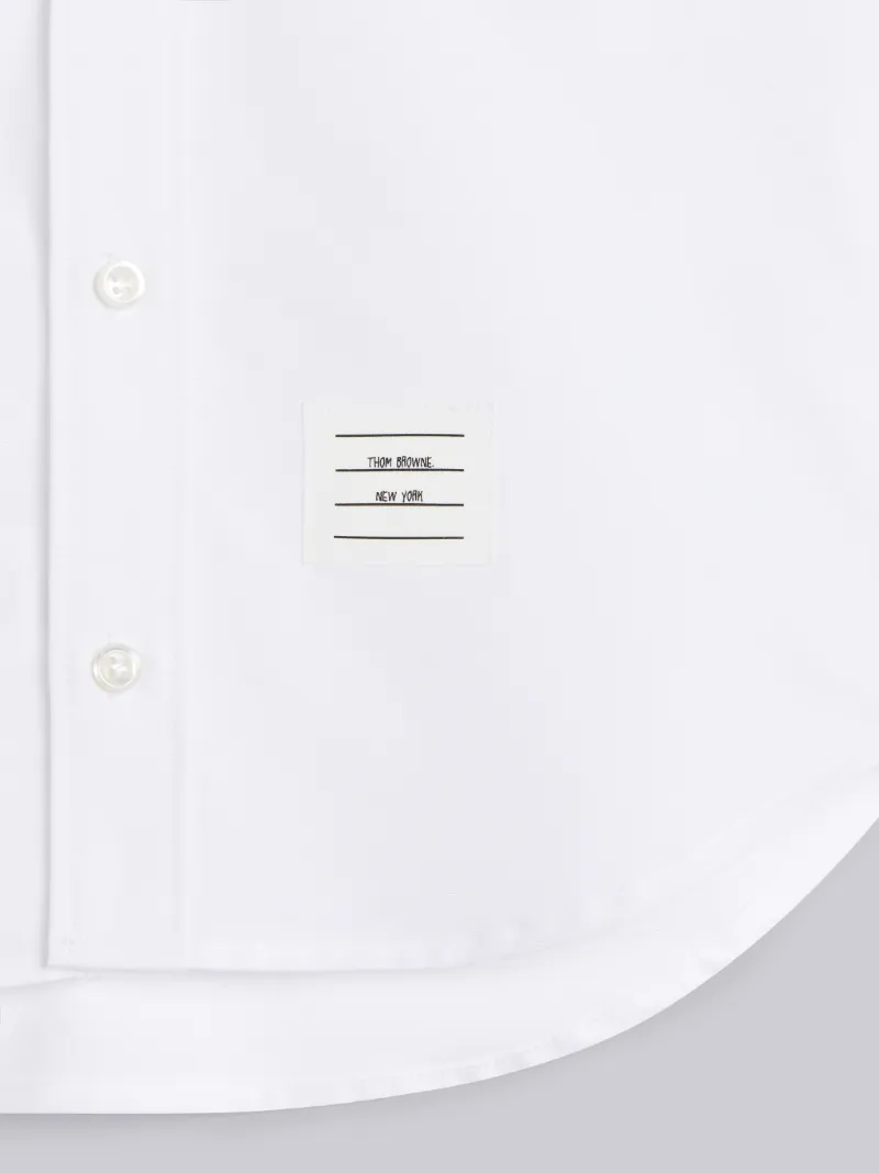 White Satin Oxford 4-Bar Point Collar Shirt