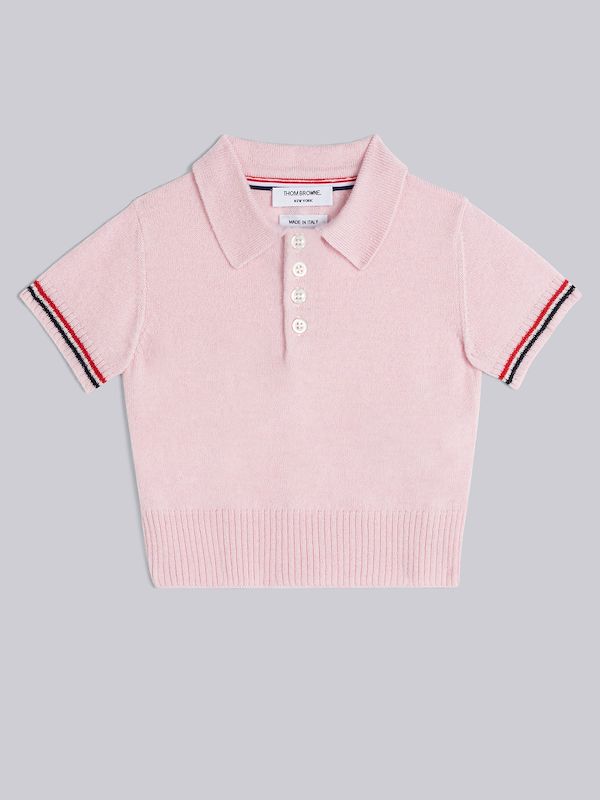 WOOL CASHMERE STRIPE TRIM INFANT POLO