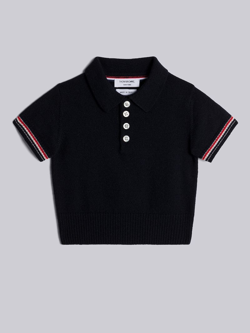WOOL CASHMERE STRIPE TRIM INFANT POLO