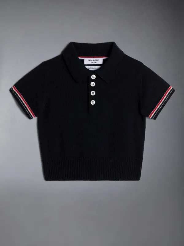 WOOL CASHMERE STRIPE TRIM INFANT POLO
