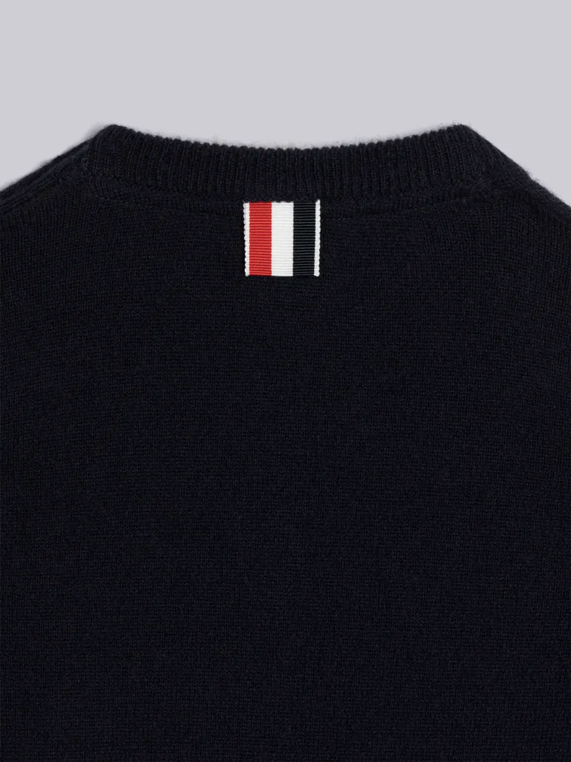 WOOL CASHMERE STRIPE TRIM INFANT PULLOVER