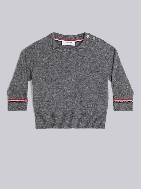 WOOL CASHMERE STRIPE TRIM INFANT PULLOVER