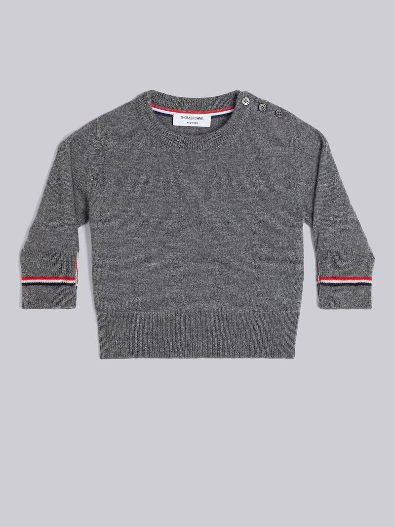 WOOL CASHMERE STRIPE TRIM INFANT PULLOVER