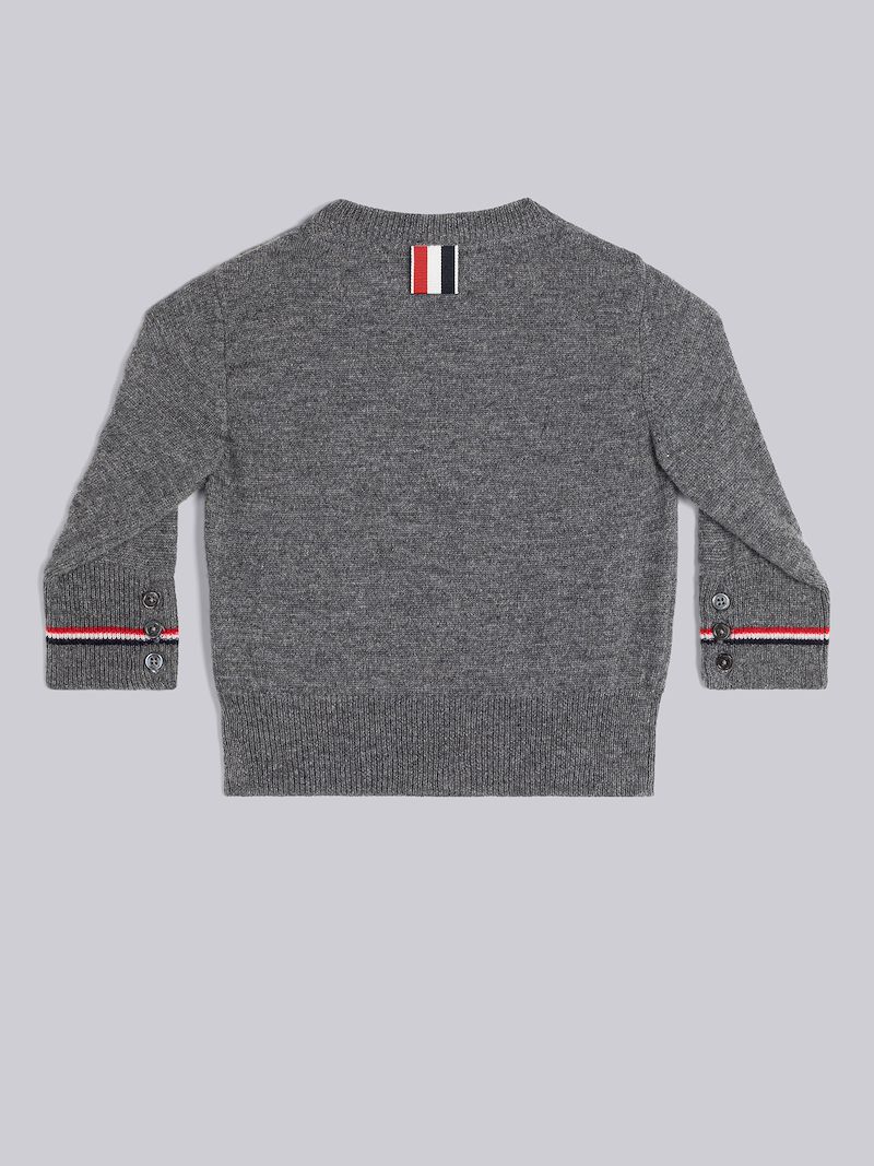 WOOL CASHMERE STRIPE TRIM INFANT PULLOVER