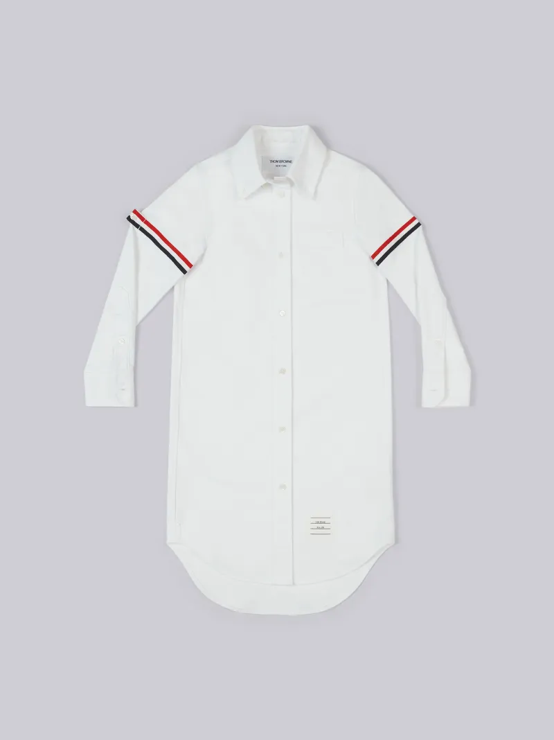 キッズ オックスフォード 膝丈 アームバンド シャツドレスホワイト  