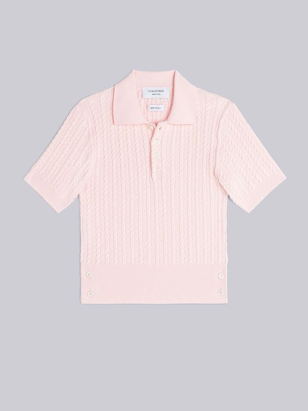 コットン ベイビーケーブル ショートスリーブ ポロシャツ