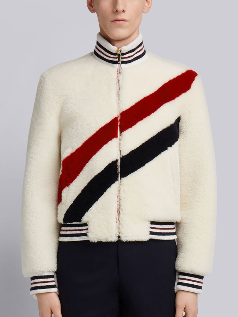 Knitted Stripe Blouson Jacket