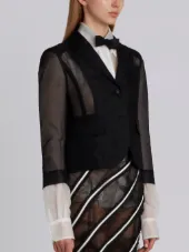 Lace-up Back Single Breasted Sport Coat In Soft Tulle
