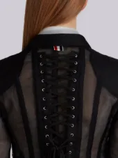 Lace-up Back Single Breasted Sport Coat In Soft Tulle