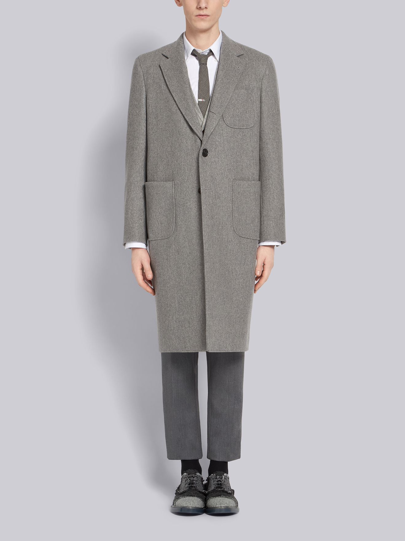 Lace-up Melton Overcoat | Thom Browne