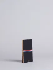 Large Notebook With Red, White And Blue Grosgrain In Black Pebble Grain