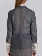 Layered Single Breasted Sack Jacket In Nylon Tulle