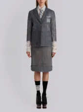 Layered Single Breasted Sack Jacket In Nylon Tulle