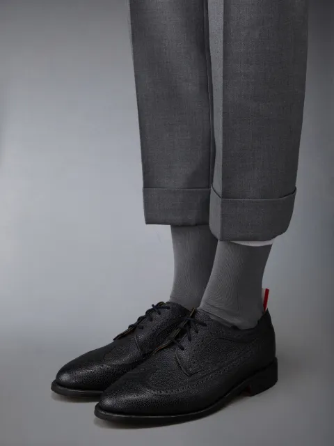 Black Pebble Grain Leather Lightweight Rubber Sole Longwing