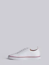 Leather Trainer In White Pebble Grain