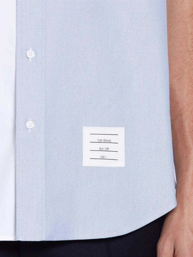 Light Blue Cotton Oxford Fun-mix Straight Fit Short Sleeve Shirt