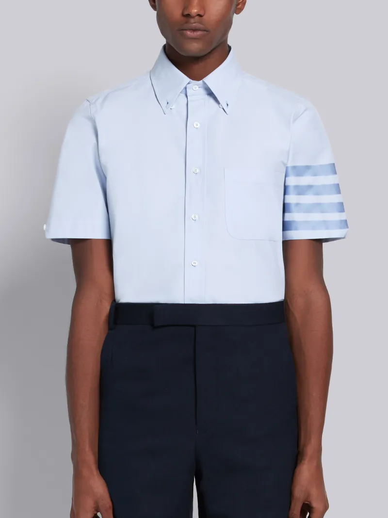 Light Blue Cotton Poplin Short Sleeve 