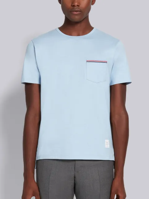 Light Blue Jersey Cotton Striped Chest 