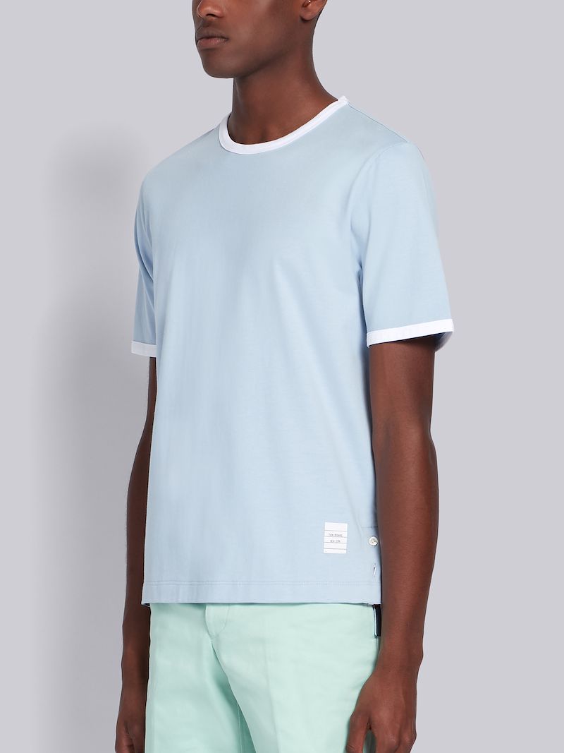 Light Blue Medium Weight Jersey Ringer Teee | Thom Browne Official
