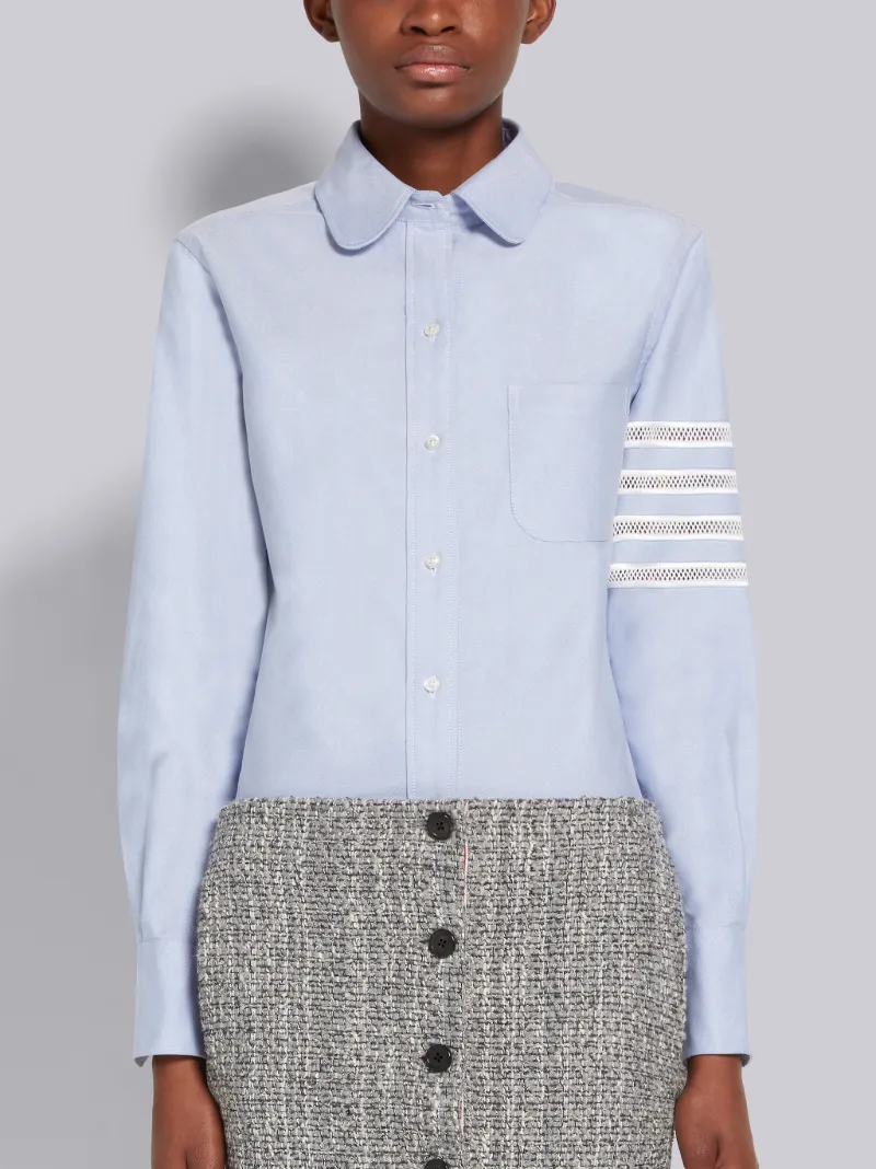 Light Blue Oxford Mesh 4-Bar Classic Round Collar Shirt