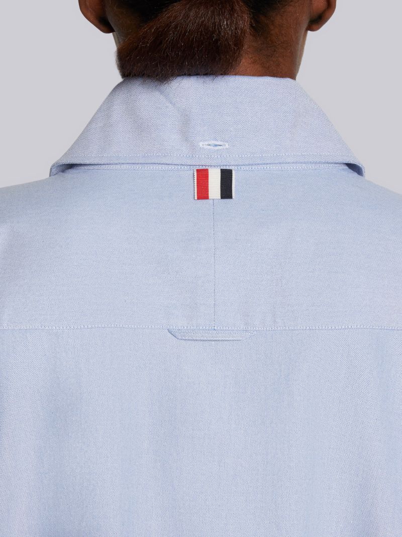 Light Blue Oxford Striped Grosgrain Armband Supersized Point Collar Shirt