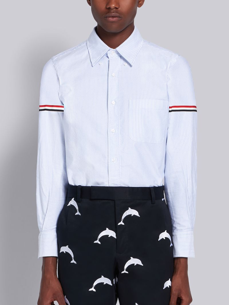 Light Blue Oxford University Stripe RWB Armband Shirt 
