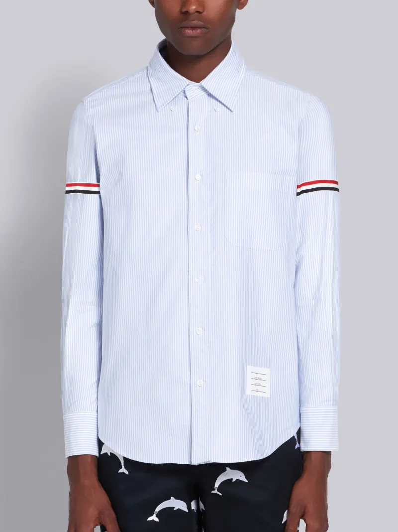 Light Blue Oxford University Stripe RWB Armband Shirt 