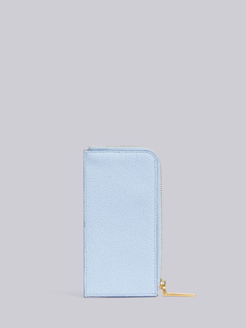 Light Blue Pebbled Half-Zip Around Wallet