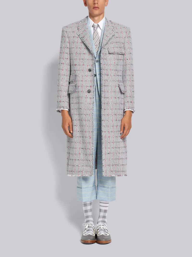 Light Blue Wool Windowpane University Check Suiting Ticket Pocket Jacket