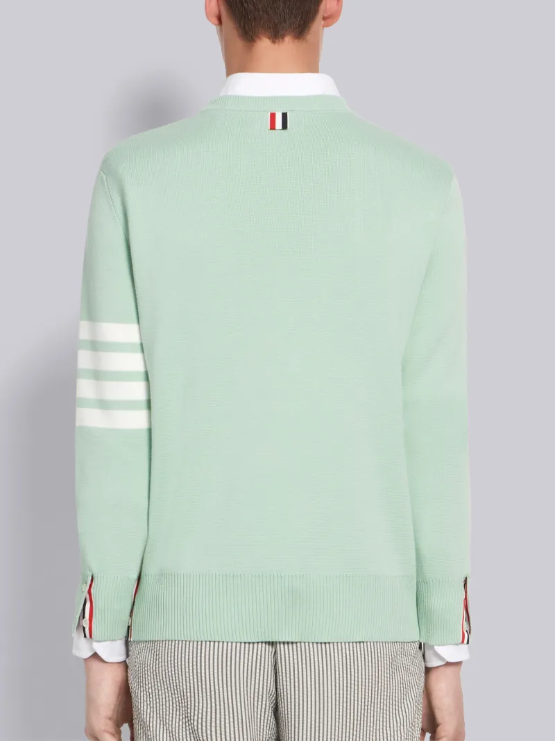 Light Green Milano Stitch 4-Bar Pullover | Thom Browne