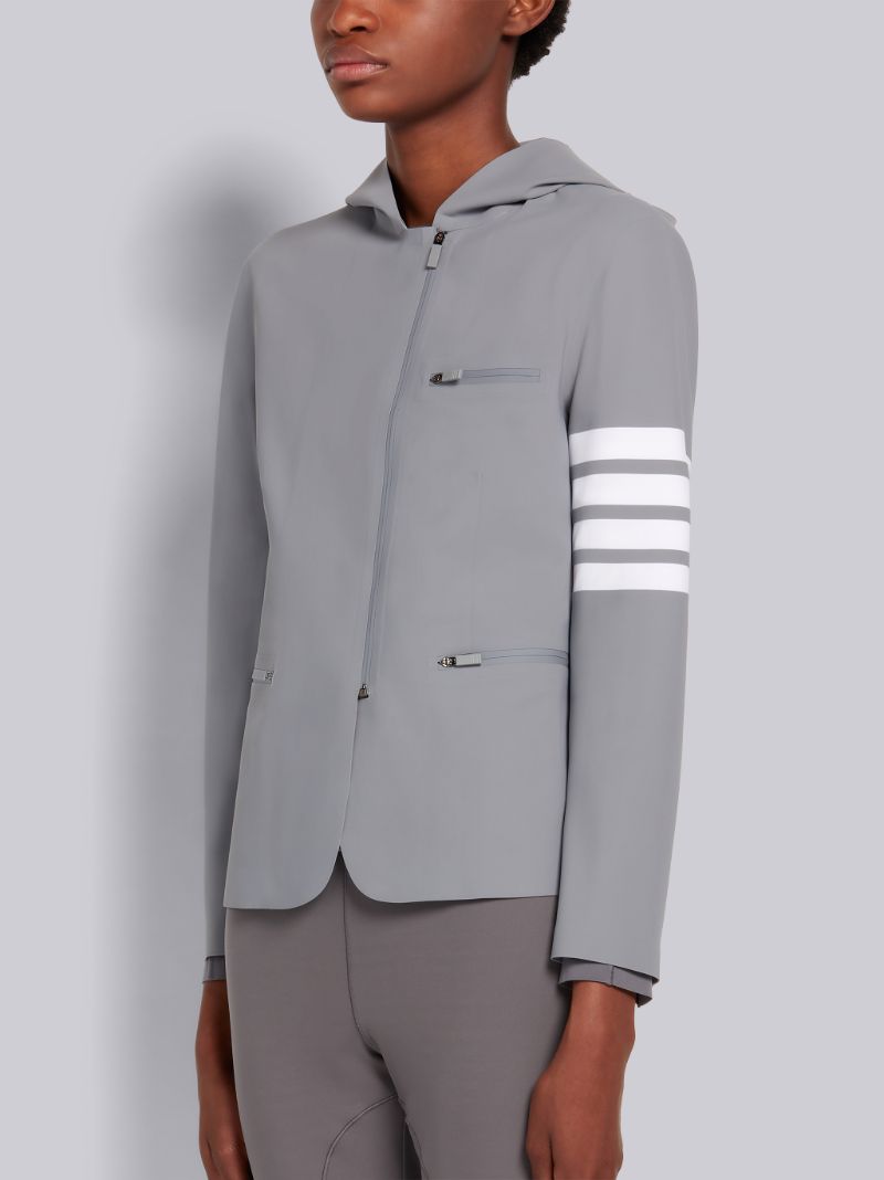 Light Grey 4-Bar Hooded Compression Sport Coat