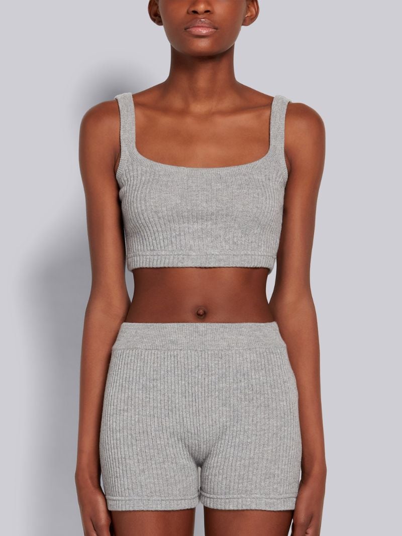 Light Grey Cashmere 2x2 Rib Bralette Top