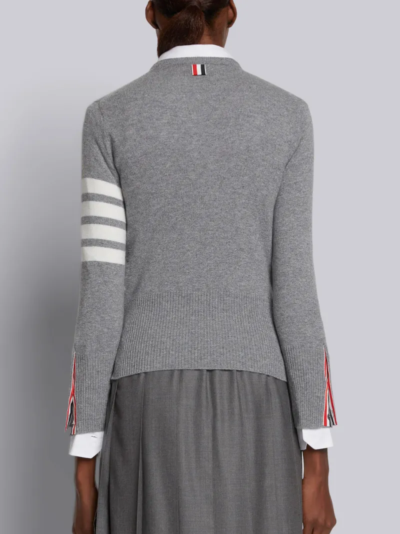 Light Grey Cashmere 4-Bar Classic Crew Neck Pullover