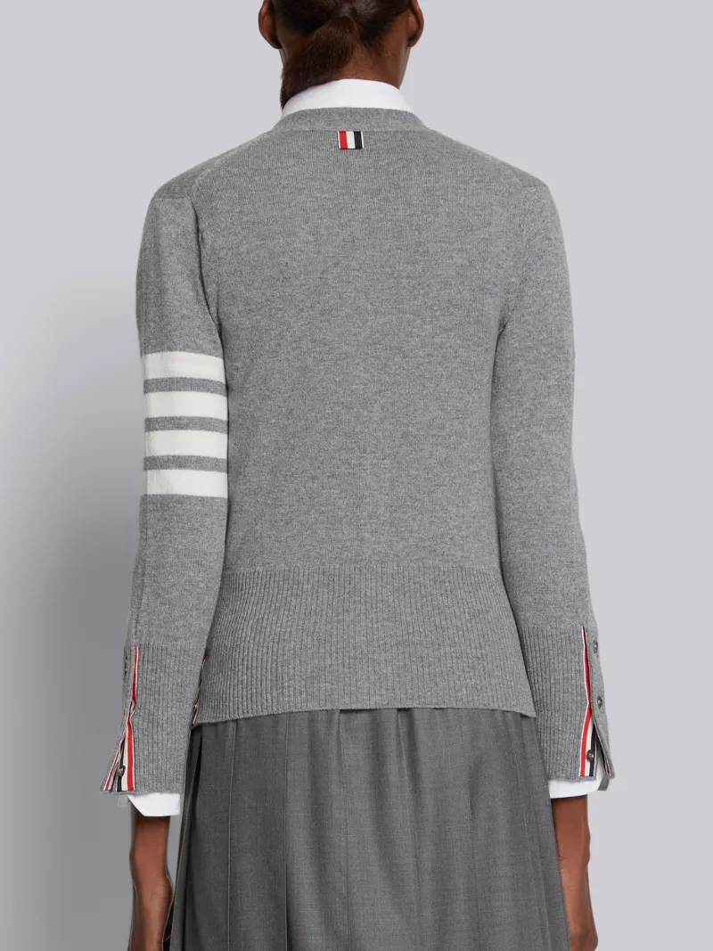 Light Grey Cashmere 4-Bar Classic V-Neck Cardigan