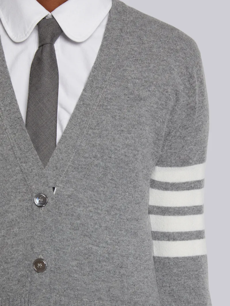 Light Grey Cashmere 4-Bar Classic V-Neck Cardigan