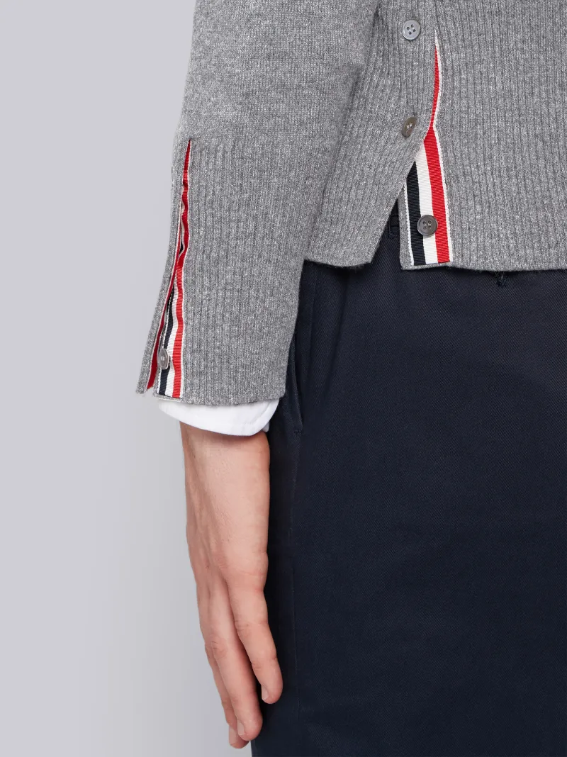 Light Grey Cashmere V-neck 4-Bar Cardigan