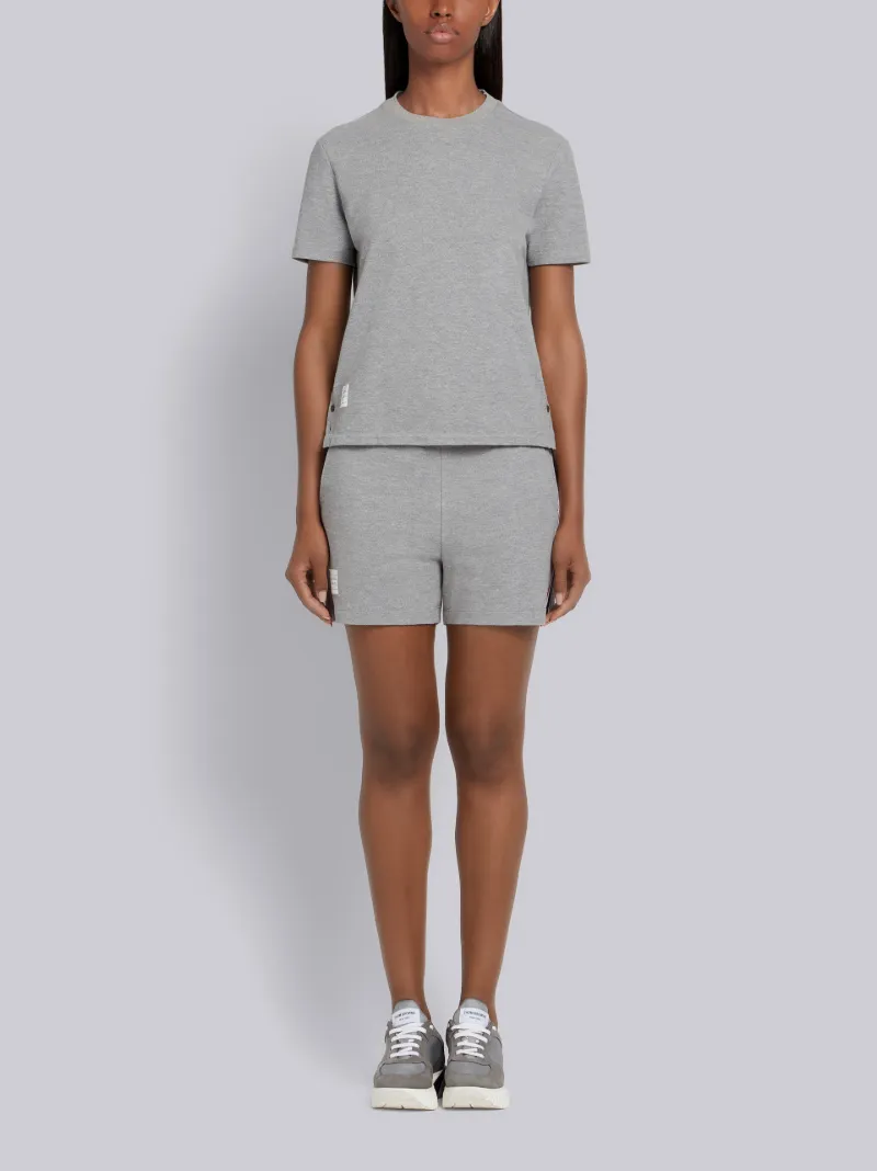 Light Grey Classic Cotton Pique Relaxed Fit Center Back Stripe Short Sleeve Tee