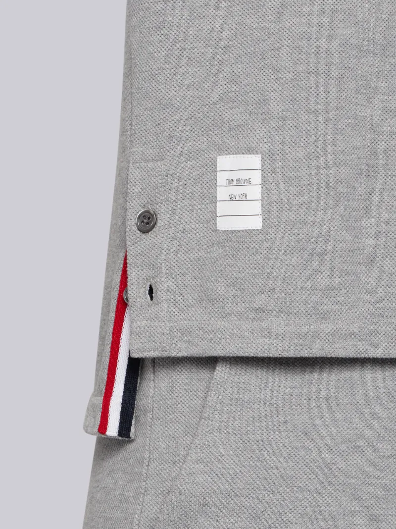 Light Grey Classic Cotton Pique Relaxed Fit Center Back Stripe Short Sleeve Tee
