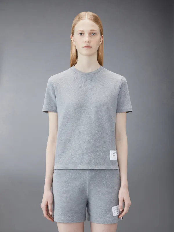 Light Grey Classic Cotton Pique Relaxed Fit Center Back Stripe Short Sleeve Tee