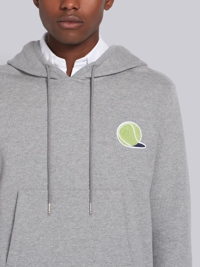 Light Grey Classic Loopback Tennis Icon Patch RWB Tipping Stripe Hoodie