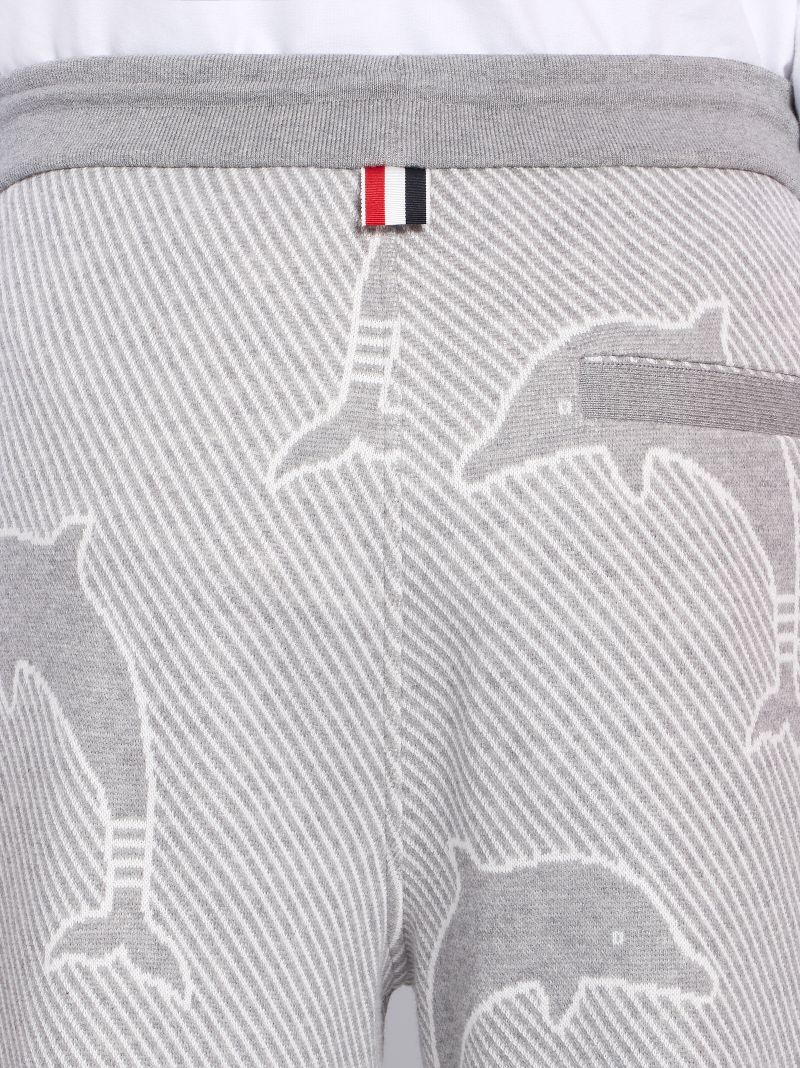 Light Grey Cotton Dolphin Jacquard Icon 4-Bar Sweatshorts