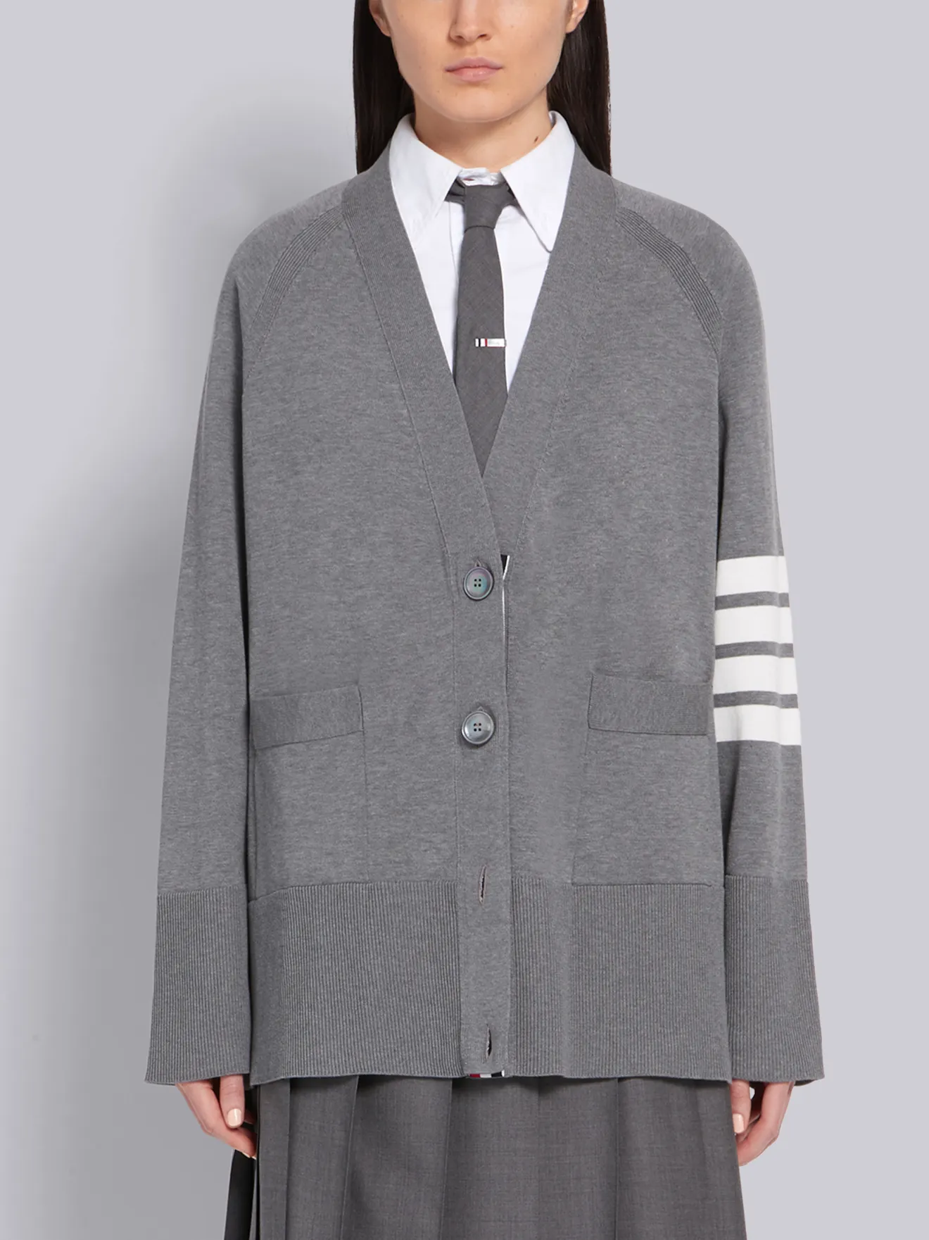 thom browne grey cardigan