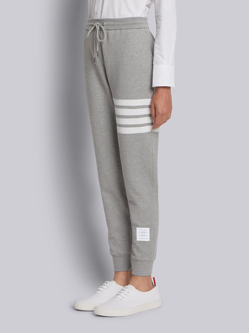 Light Grey Cotton Loopback Knit Engineered 4-bar Stripe Classic Sweatpant
